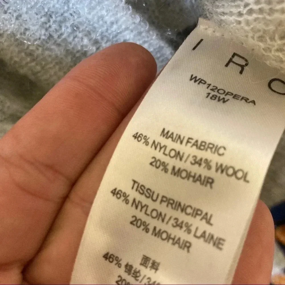 IRO Opera Slashed Sweater Wool/Mohair Sz XS Pearl Gray